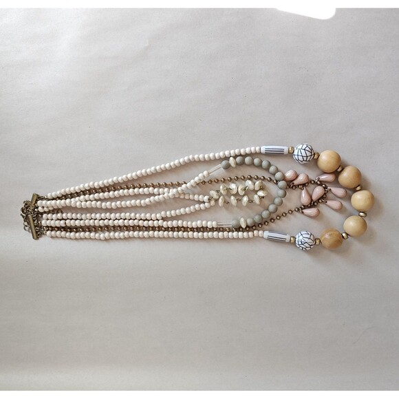 Plunder Designs Statement Bib Necklace Multi-Strand Beaded Layered Boho 18" - Picture 9 of 10